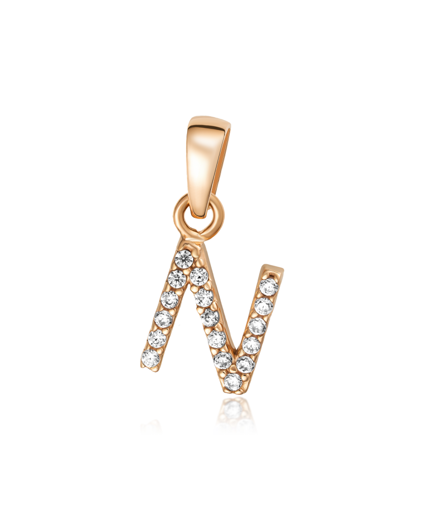 Zelta piekariņš ar cirkonijiem, N burts