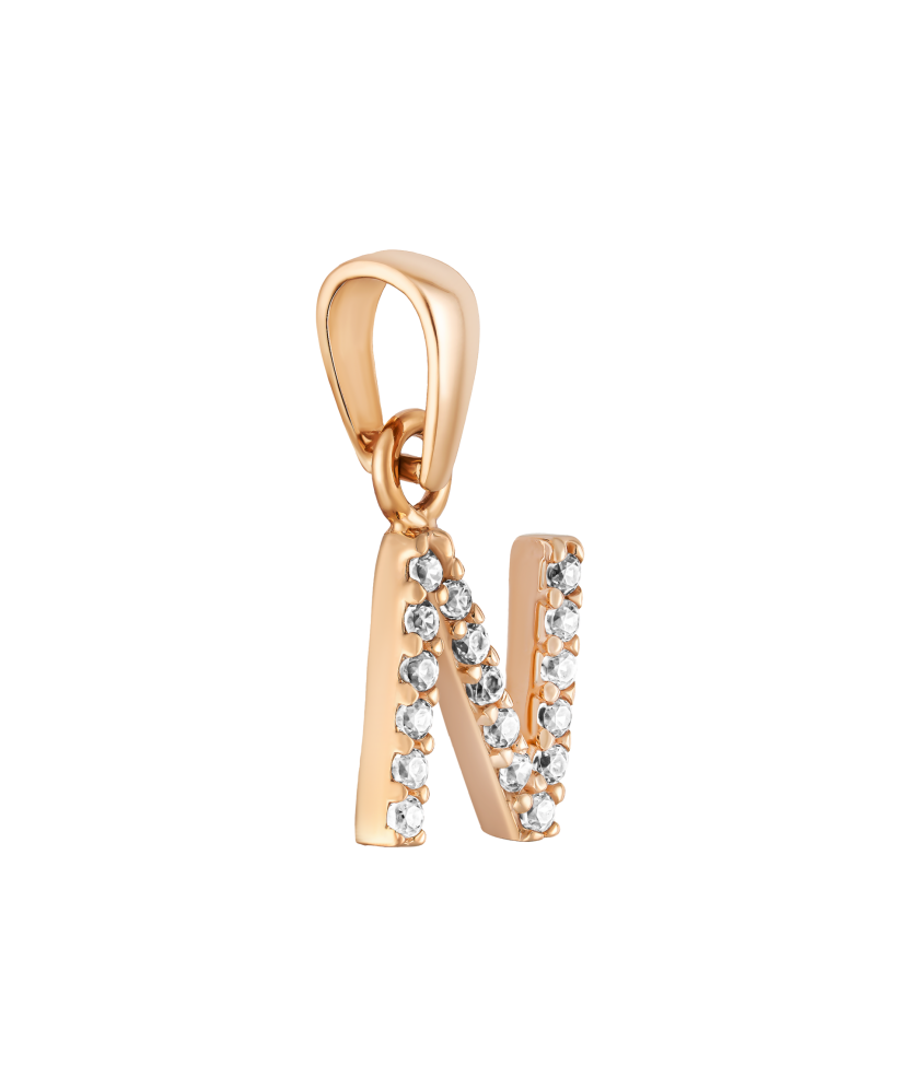 Zelta piekariņš ar cirkonijiem, N burts