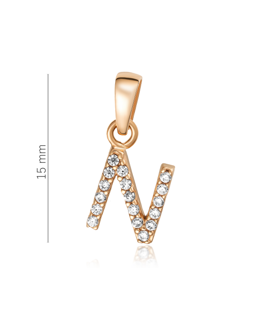 Zelta piekariņš ar cirkonijiem, N burts