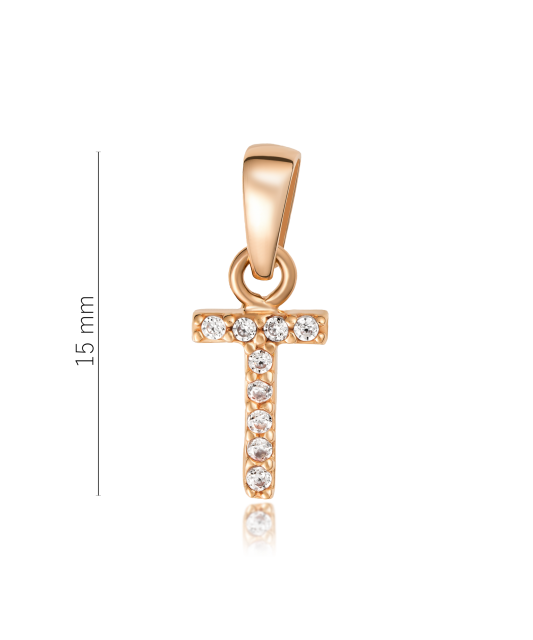 Zelta piekariņš ar cirkonijiem, T burts