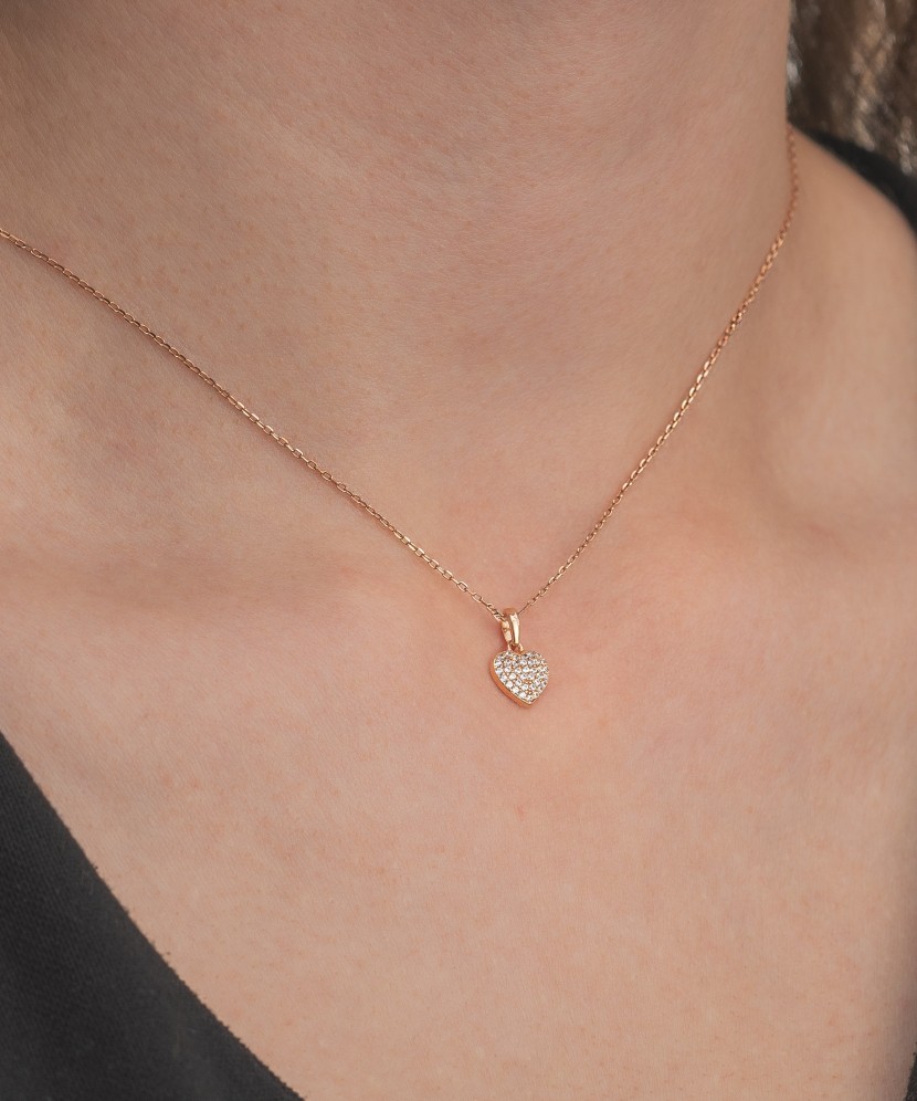 Золотой подвеска с цирконами "Сердечко"