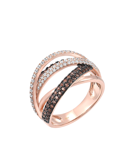 Apzeltīts sudraba gredzens ar cirkonijiem un špineļiem - Goldinga