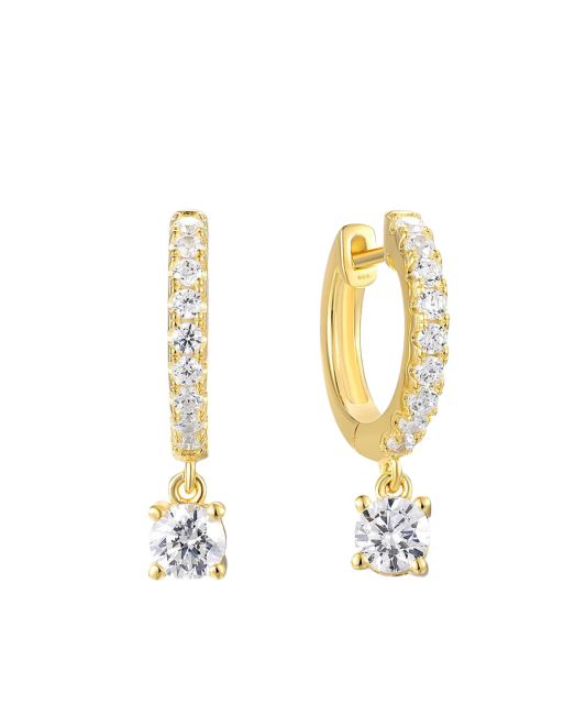 Apzeltīti sudraba auskari ar cirkonijiem