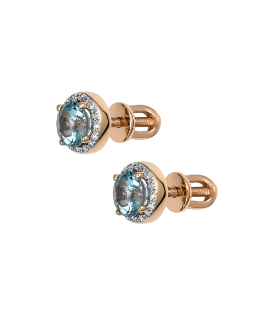 Золотые серьги с алмазами и топазами