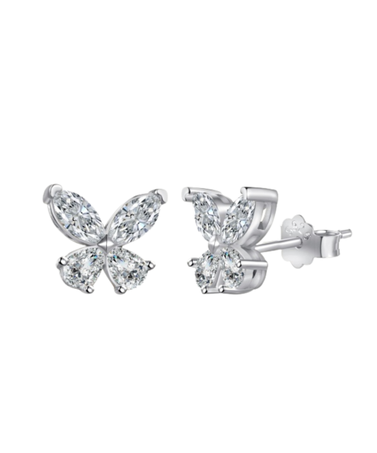 Sudraba auskari ar cirkonijiem "Tauriņi"