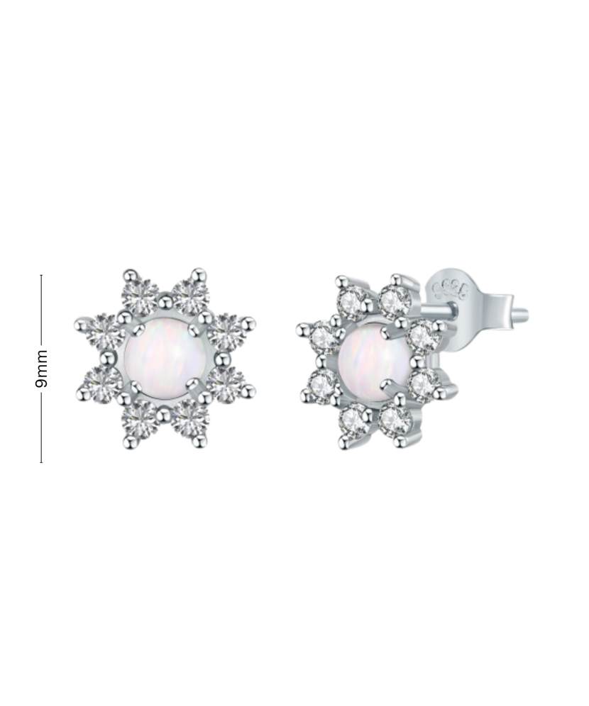 Sudraba auskari ar opālu un cirkonijiem