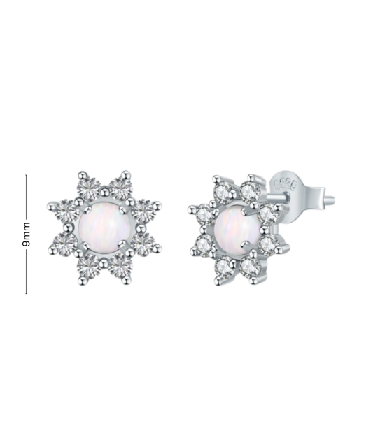 Sudraba auskari ar opālu un cirkonijiem