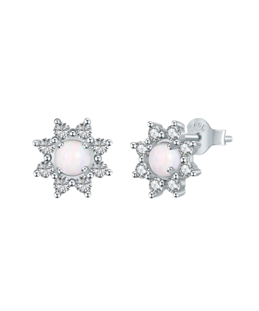 Sudraba auskari ar opālu un cirkonijiem