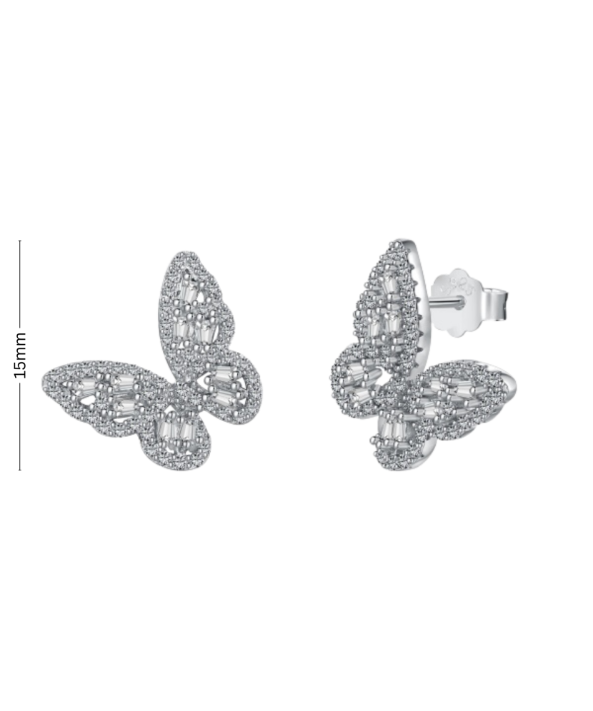 Sudraba auskari ar cirkonijiem "Tauriņi"