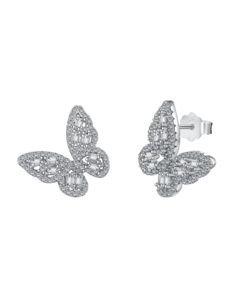 Sudraba auskari ar cirkonijiem "Tauriņi"