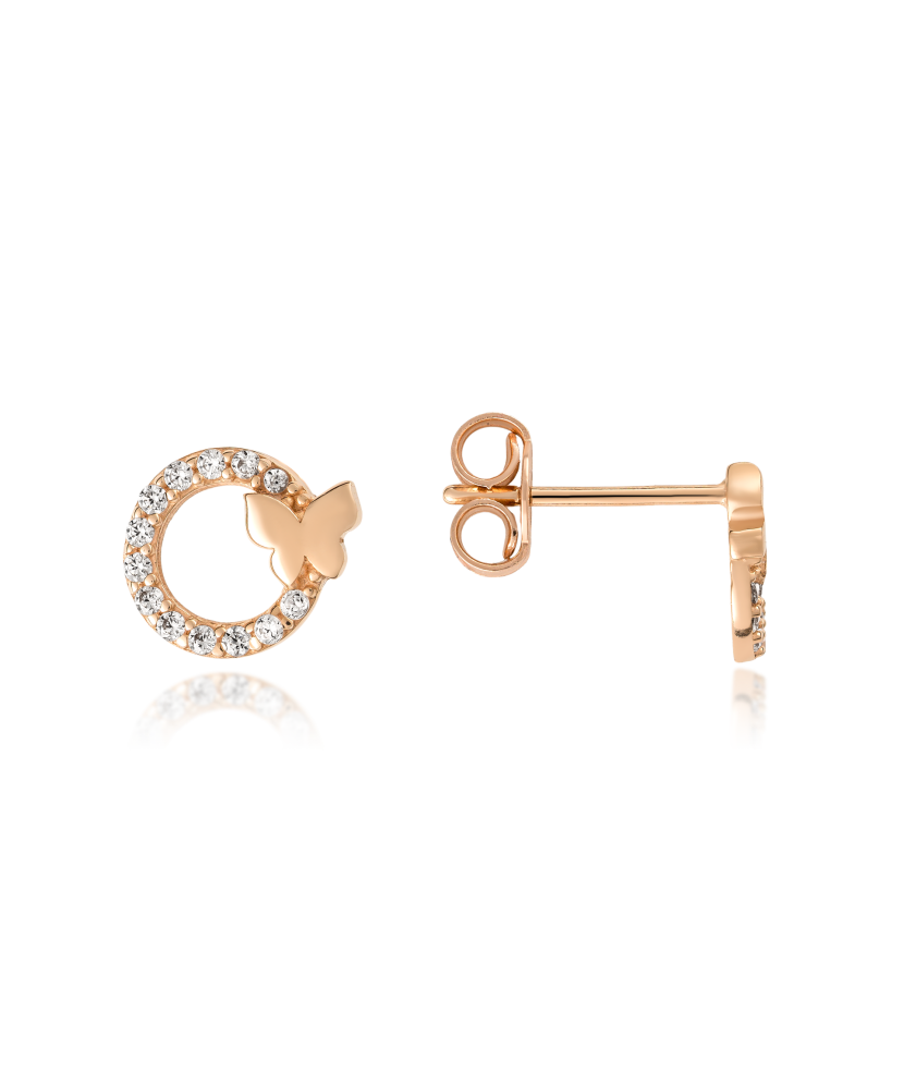 Zelta auskari ar cirkonijiem "Tauriņi" - Goldinga