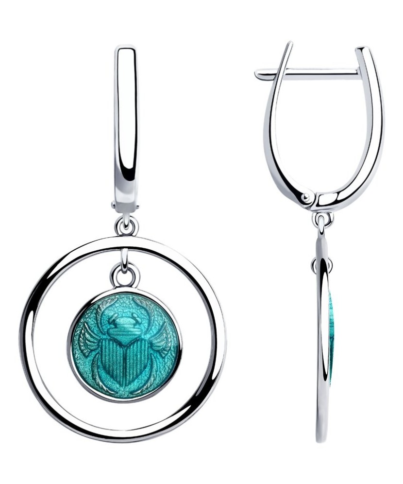 Sidabriniai auskarai su emale - Sidabriniai auskarai - Goldinga