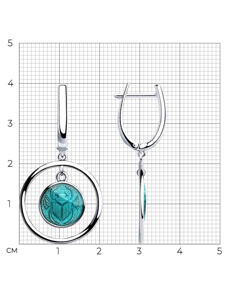 Sidabriniai auskarai su emale - Sidabriniai auskarai - Goldinga