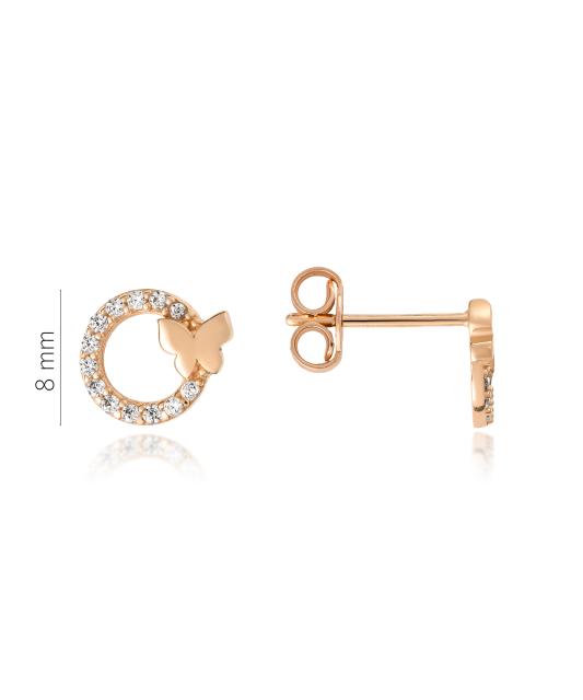 Золотые серьги с цирконами "Бабочки"