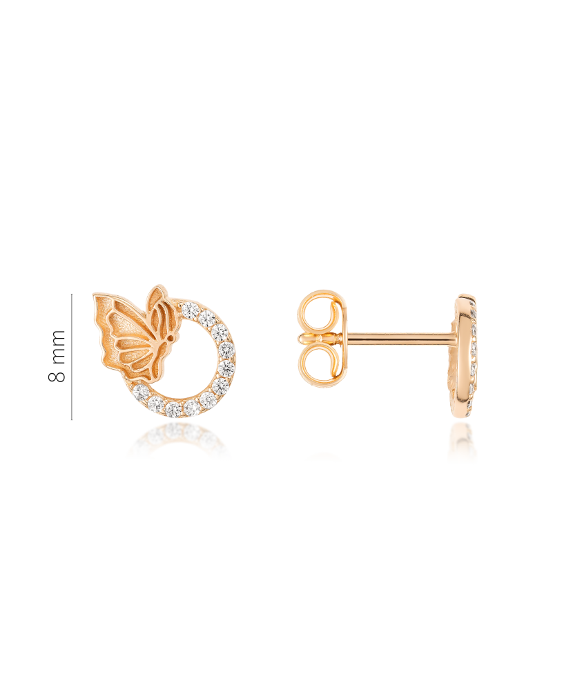 Zelta auskari ar cirkonijiem "Tauriņi" - Goldinga