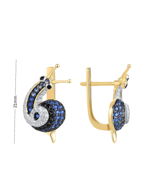 Apzeltīt sudraba auskari ar spineļiem un cirkoniem - Goldinga