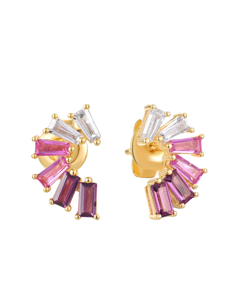 Apzeltīti sudraba auskari ar nano safīru un cirkoniem - Goldinga