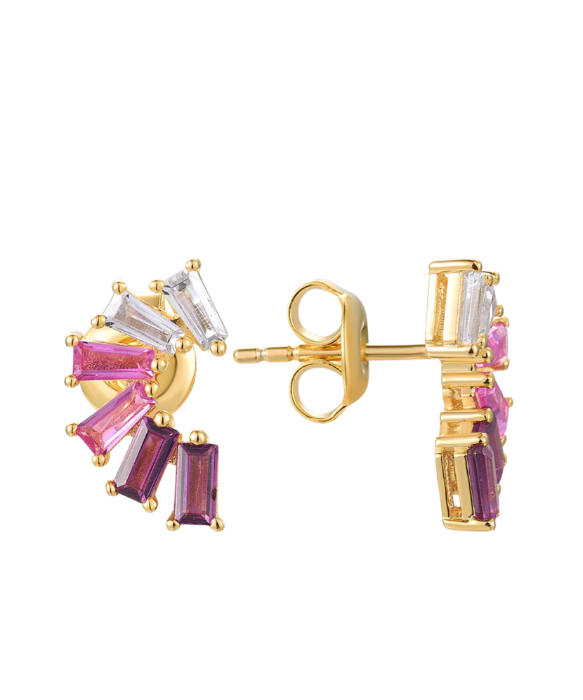 Apzeltīti sudraba auskari ar nano safīru un cirkoniem - Goldinga