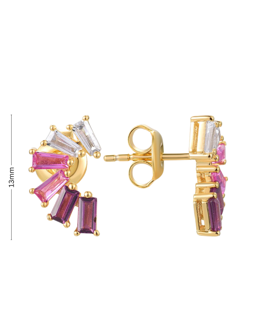 Apzeltīti sudraba auskari ar nano safīru un cirkoniem - Goldinga