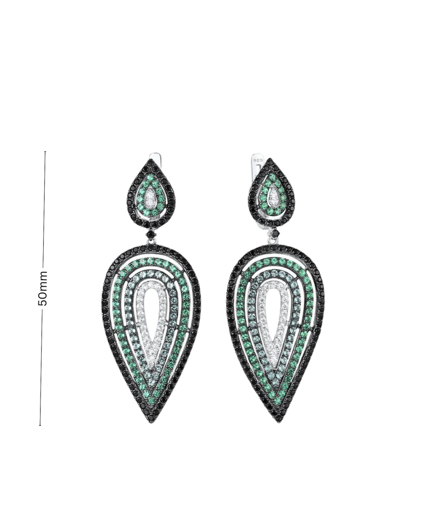 Серьги из серебра с цирконом и шпинели