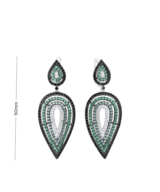 Серьги из серебра с цирконом и шпинели