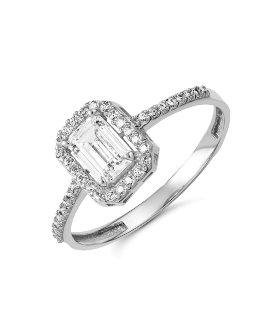 Кольцо из белого золота с цирконами