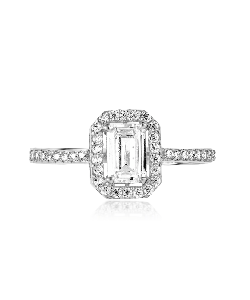 Кольцо из белого золота с цирконами