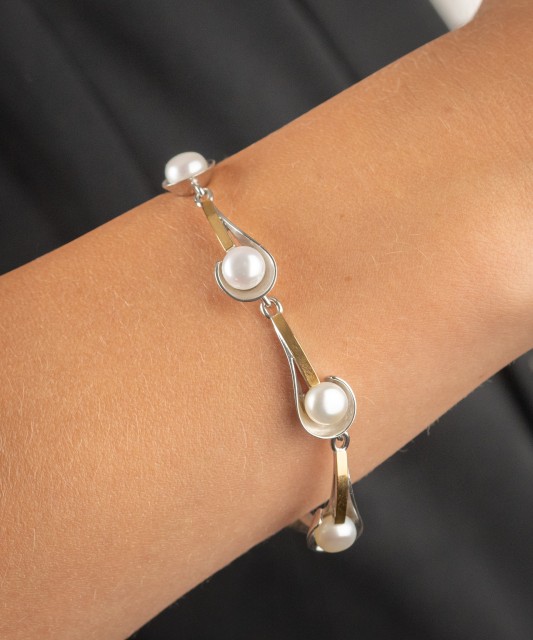 Apzeltīta sudraba rokassprādze ar cirkonijiem - Goldinga