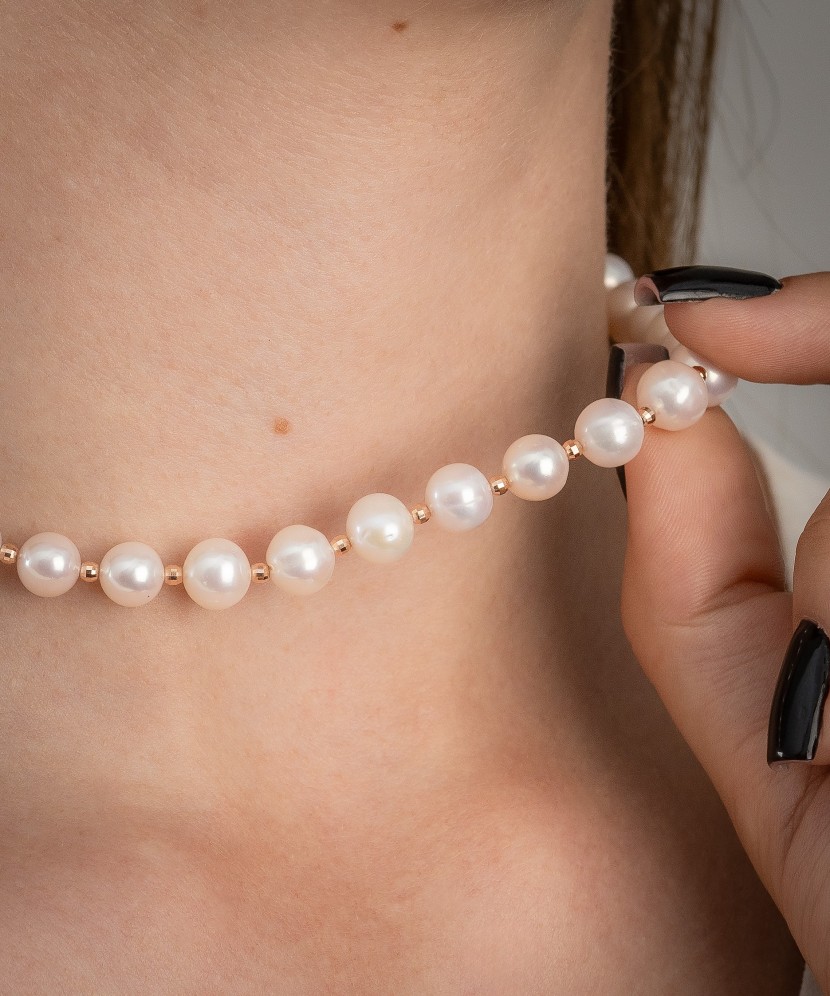 Pērļu kaklarota Ar Zeltu - Goldinga