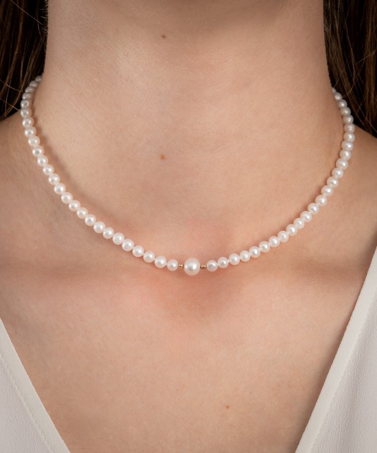 Pērļu kaklarota Ar Zeltu - Goldinga