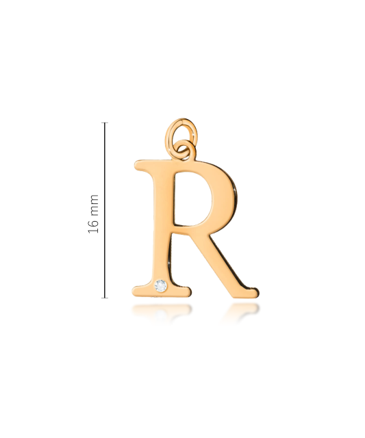 Золотой кулон с бриллиантом, буква R