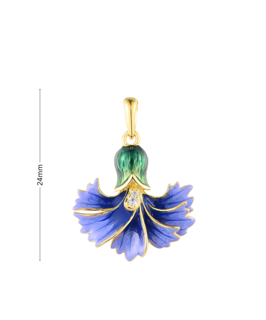 Серебряный позолоченный кулон с эмалью и цирконами