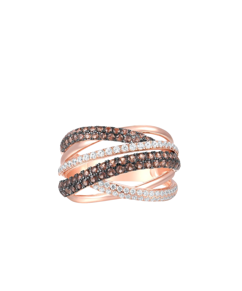 Позолоченное кольцо из серебра с цирконами