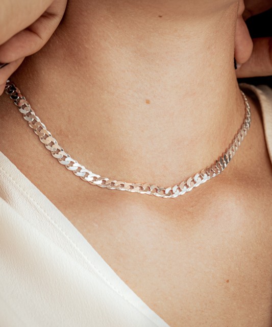 Sudraba ķēdīte "Curb" 6mm - Goldinga