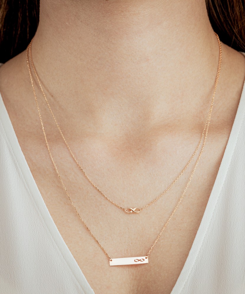 Двойная золотая цепочка с подвеской "Бесконечность"