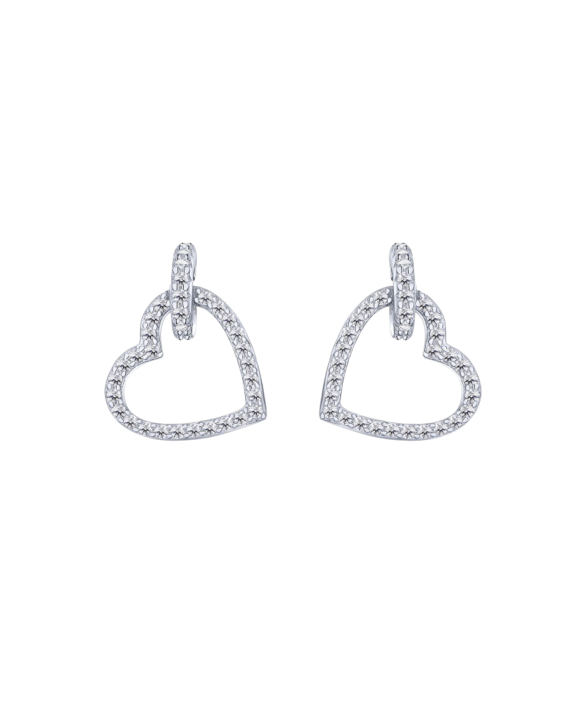 Серьги из серебра с цирконом "Сердцеs"