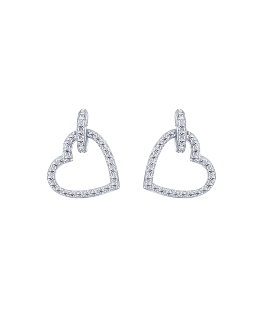 Серьги из серебра с цирконом "Сердцеs"