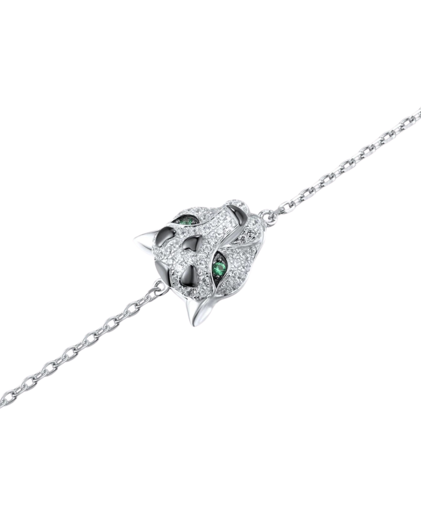 Sudraba Rokassprādze Ar Cirkoniem Un Spineļiem