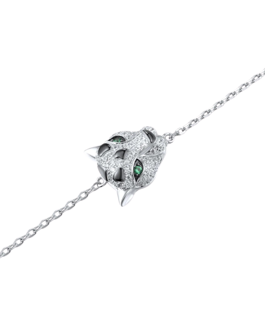 Sudraba Rokassprādze Ar Cirkoniem Un Spineļiem