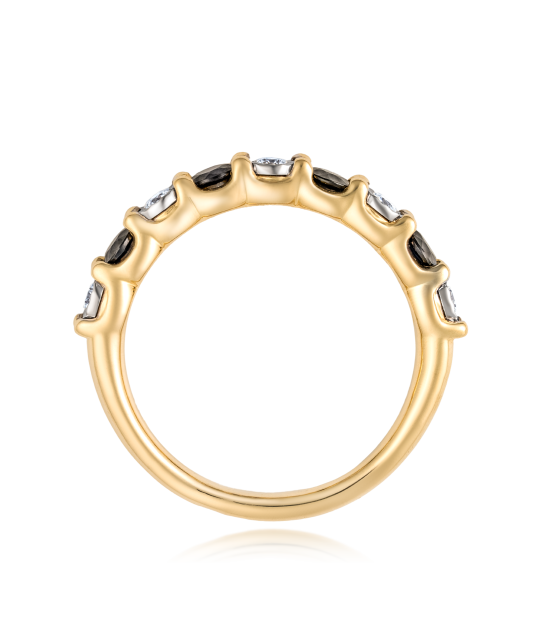 Dzeltena zelta gredzens ar dimantiem un safīriem - Goldinga