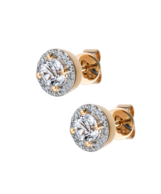 Золотые серьги с бриллиантами и белым топазом