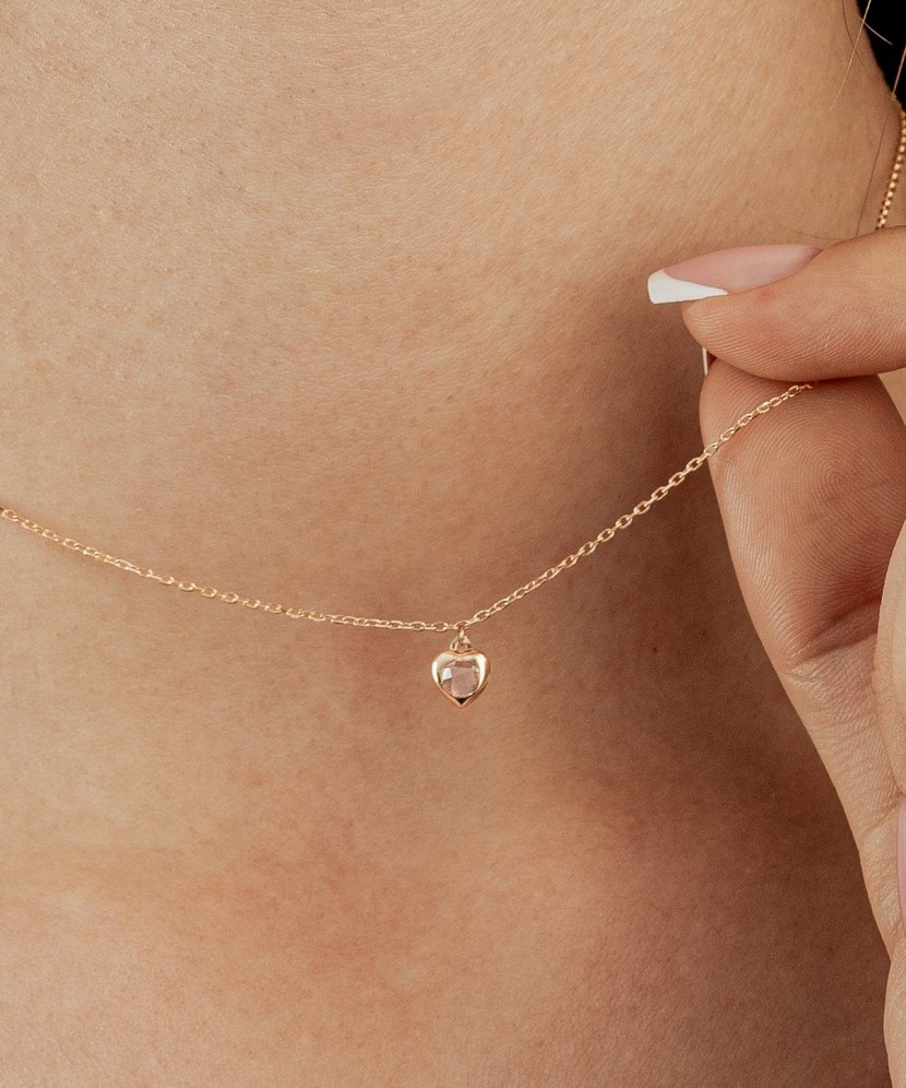 Золотая цепочка с подвеской из циркона "Сердце"