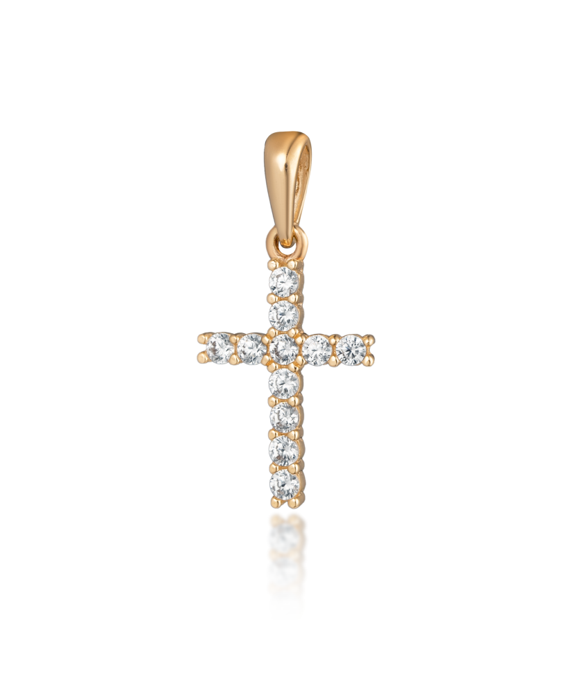 copy of Zelta piekariņš ar cirkonijiem "Krustiņš" 28mm - Goldinga