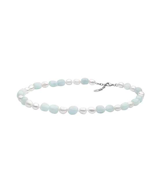 Колье с аквамарином и жемчугом