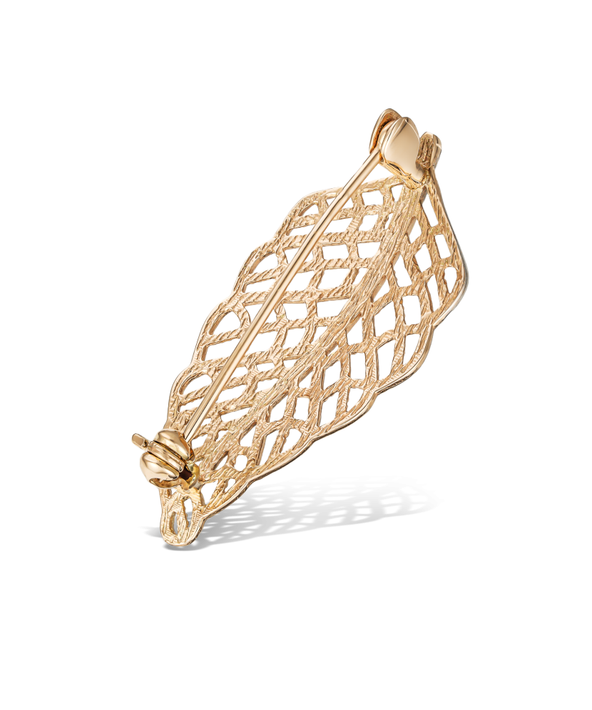 Золотая брошь "Лист"
