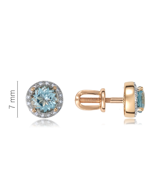 Zelta auskari ar dimantiem un topāziem