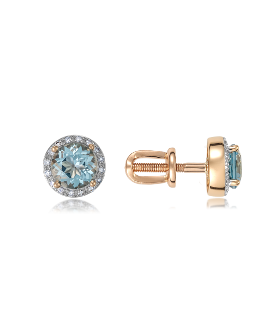 Zelta auskari ar dimantiem un topāziem