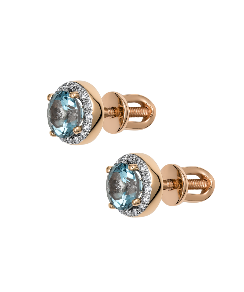 Zelta auskari ar dimantiem un topāziem