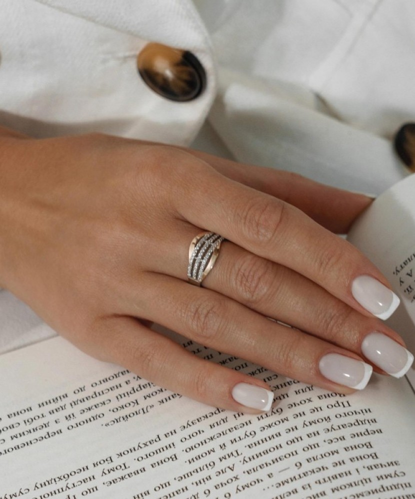 Apzeltīts sudraba gredzens ar cirkonijiem