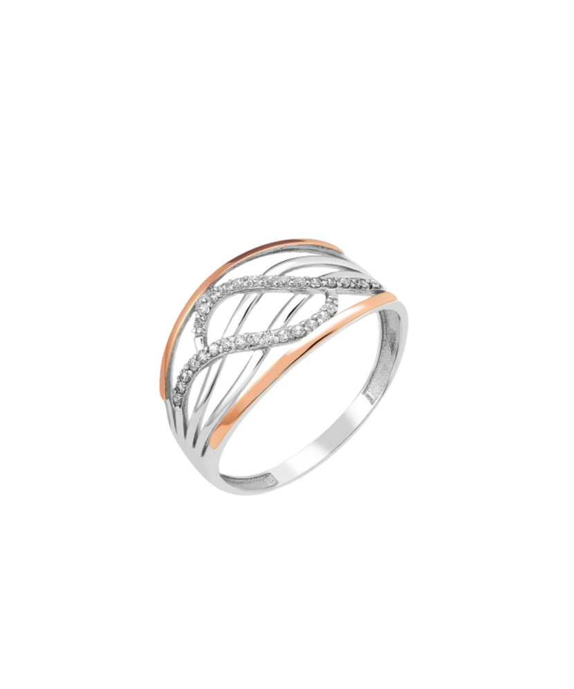 Apzeltīts sudraba gredzens ar cirkonijiem